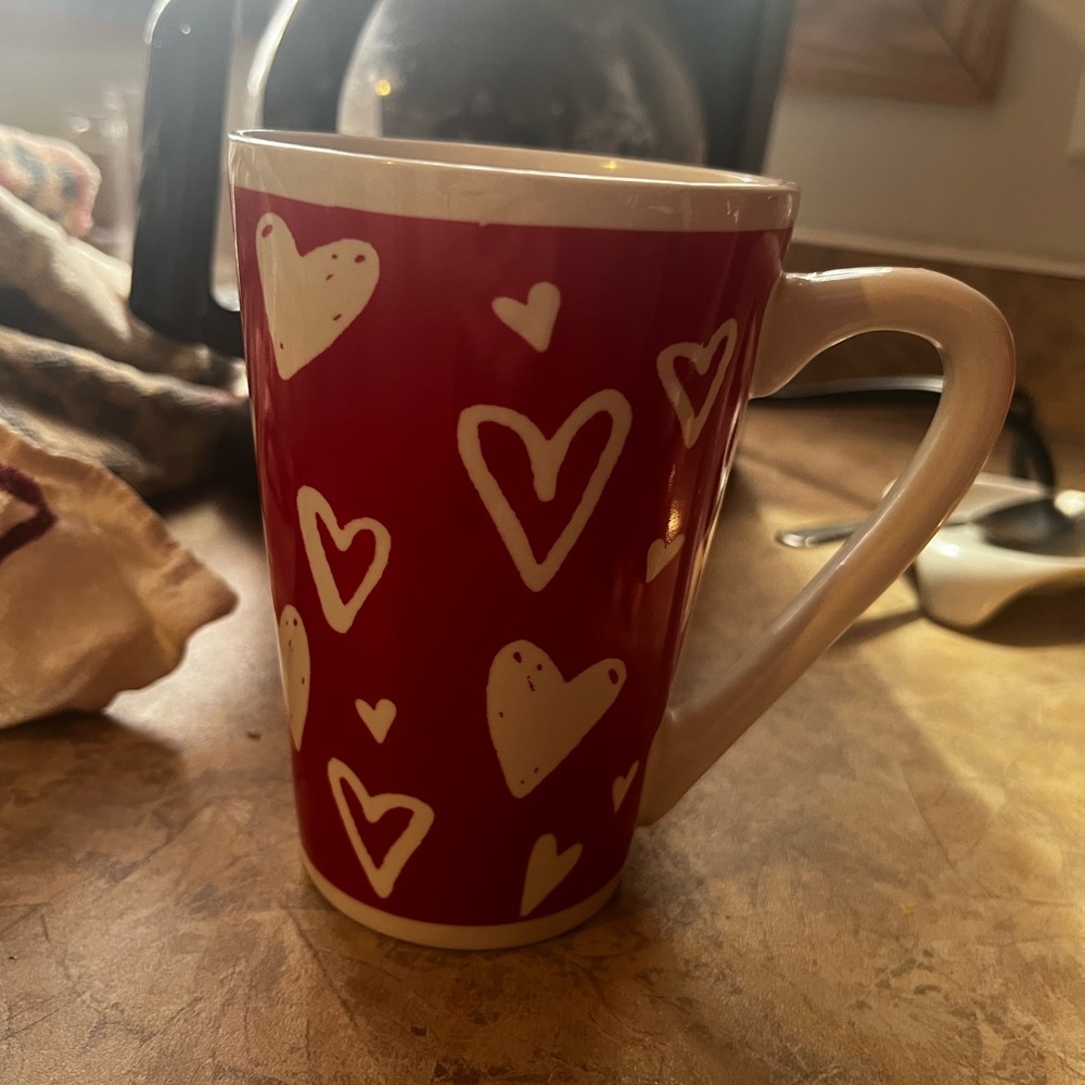 Heart Patterned Red Mug